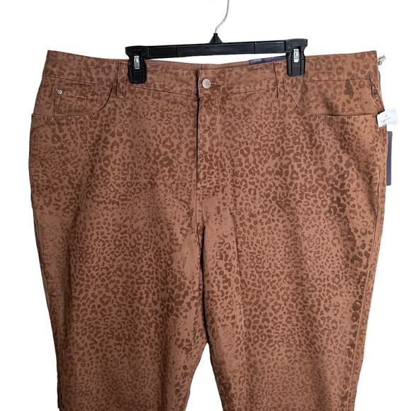 NYDJ Sheri Colored Cheetah Print Slimming Jeans Brown Plus Size 24W NWT - Picture 2 of 9